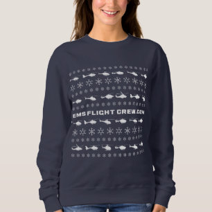 EMS Flight Crew festive snowflakes & helicopters Sweatshirt