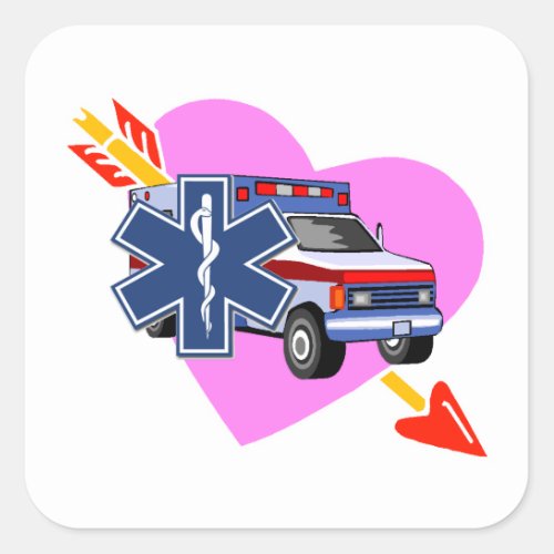 EMS Heart of Care Square Sticker