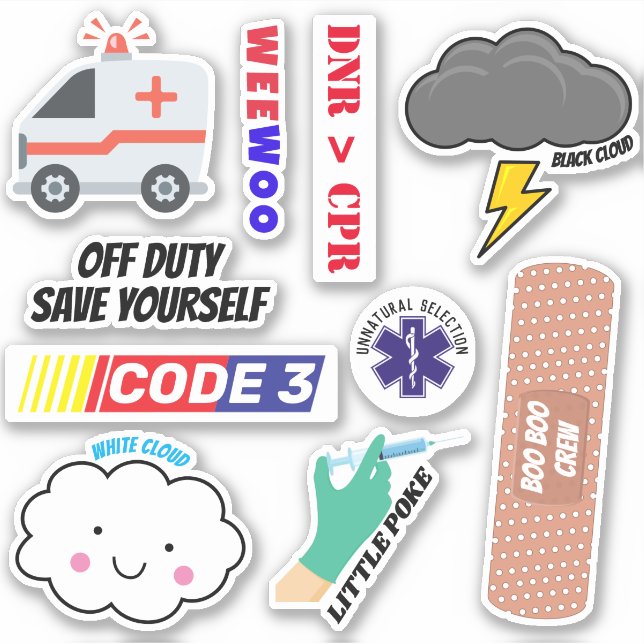 EMS Humor, Paramedic Jokes Sticker Pack  (Front)