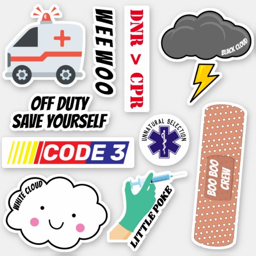EMS Humor Paramedic Jokes Sticker Pack 