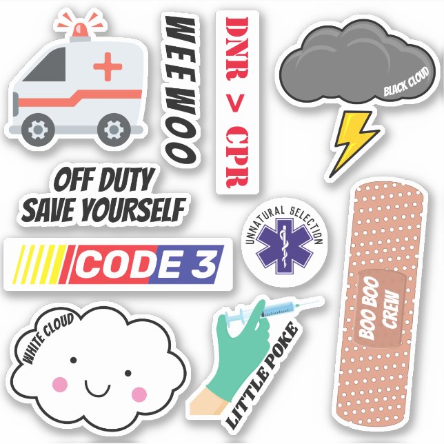EMS Humor, Paramedic Jokes Sticker Pack  (Front)