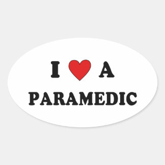EMS I Love A Paramedic Oval Sticker
