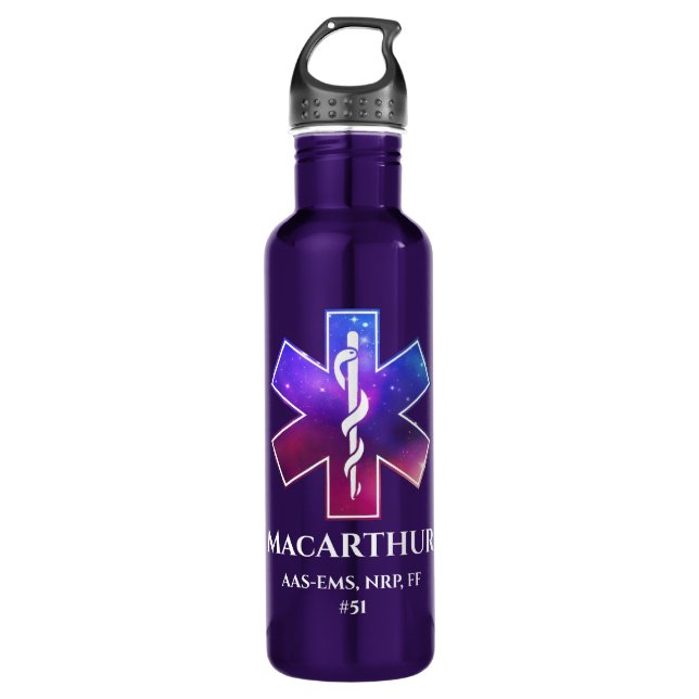 EMS Logo - "Cosmic Star of Life" Stainless Steel Water Bottle (Front)