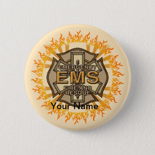 EMS Maltese Cross custom name pin