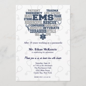 Ems Retirement Denim Texture Invitation by graphicdesign at Zazzle