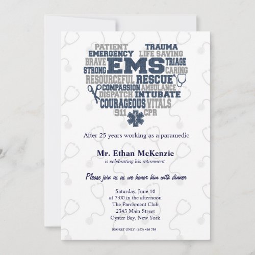 EMS retirement Denim texture Invitation