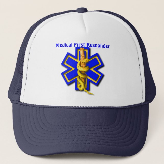 EMS Star of Life Medical First Responder Trucker Hat (Front)