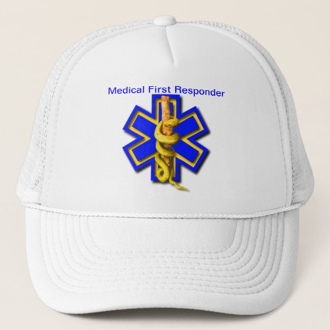 EMS Star of Life Medical First Responder Trucker Hat (Front)