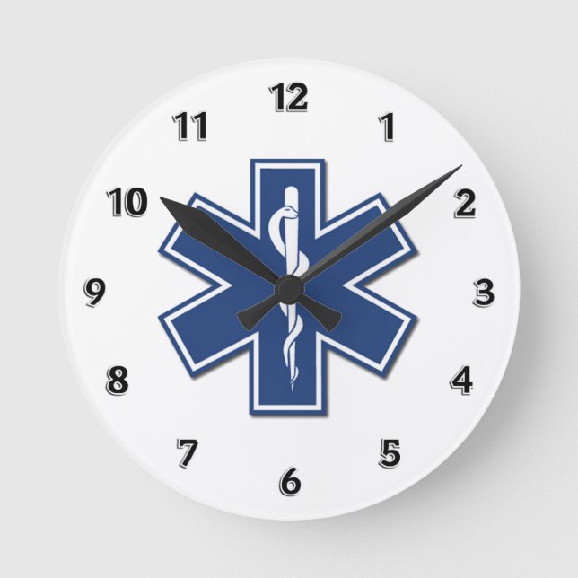 EMS Star of Life Round Clock (Front)