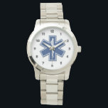 EMS Star of Life Wrist Watch<br><div class="desc">EMS EMT and Paramedic rescue pride logo saving lives</div>