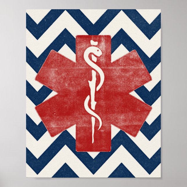 EMS Star Poster Paramedic Art Print Vintage (Front)