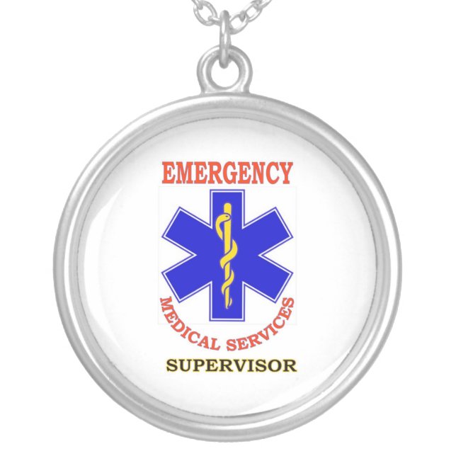 EMS SUPERVISOR SILVER PLATED NECKLACE (Front)