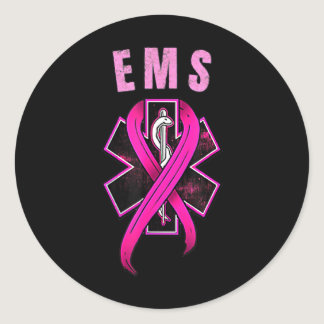 EMS Symbol For A Cure Breast Cancer Awareness Pink Classic Round Sticker