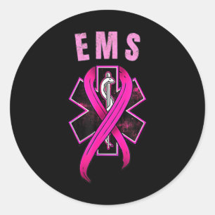 EMS Symbol For A Cure Breast Cancer Awareness Pink Classic Round Sticker