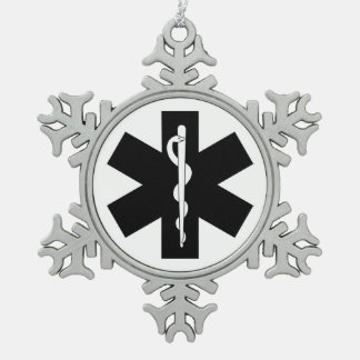 EMS Theme Snowflake Pewter Christmas Ornament