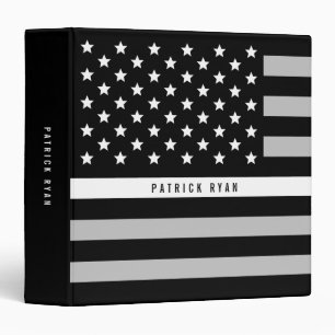 EMS Thin White Line American Flag Add Name 3 Ring Binder