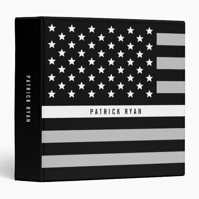 EMS Thin White Line American Flag Add Name 3 Ring Binder (Front/Spine)