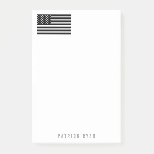 EMS Thin White Line American Flag Add Name 4 x 6 Post_it Notes