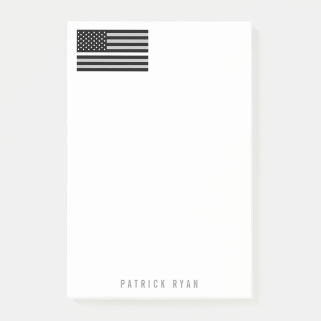 EMS Thin White Line American Flag Add Name 4 x 6 Post-it Notes (Front)