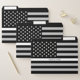 EMS Thin White Line American Flag Add Name File Folder