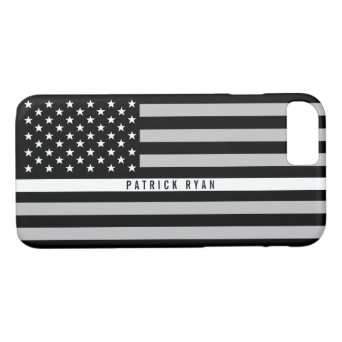 EMS Thin White Line American Flag Monogrammed iPhone 87 Case