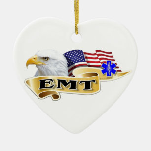 EMT American Pride Eagle Flag Ceramic Ornament