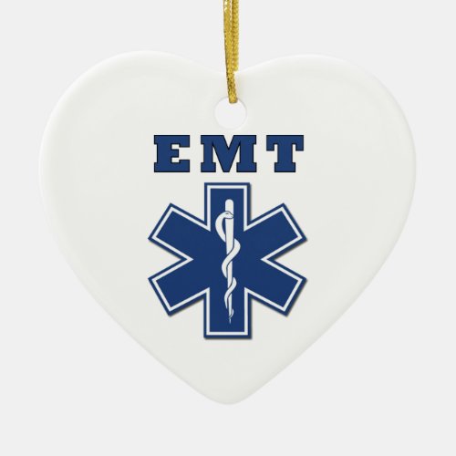 EMT BLUE STAR OF LIFE CERAMIC ORNAMENT