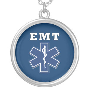 EMT Blue Star of Life Silver Plated Necklace