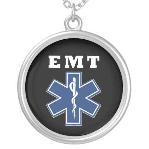 EMT Blue Star of Life Silver Plated Necklace