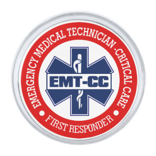 EMT-CC (Emergency Medical Tech -Critical Care) Silver Finish Lapel Pin