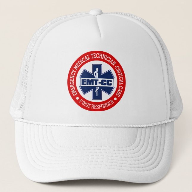 EMT-CC (Emergency Medical Tech -Critical Care) Trucker Hat (Front)