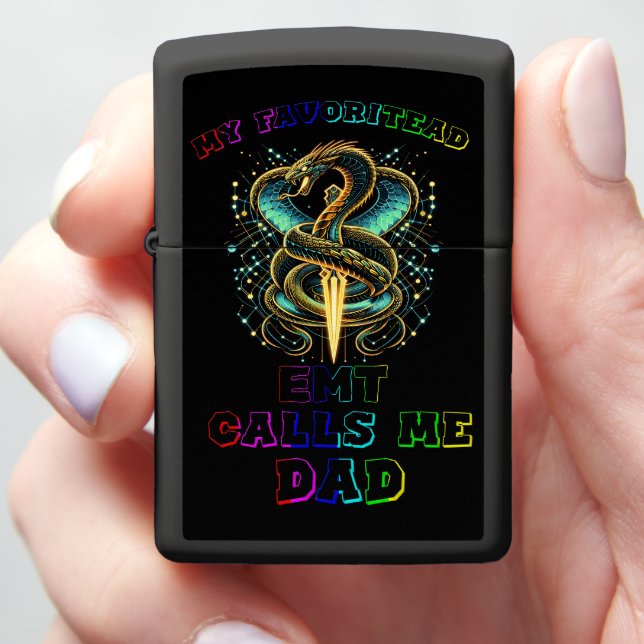 EMT Dad Tribute Gift Zippo Lighter (In Hand)