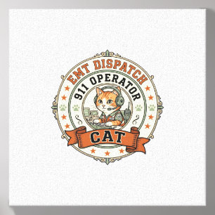 EMT Dispatch 911 Operator Cat EMT Dispatch 911 Ope Canvas Photo Tile