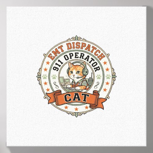 EMT Dispatch 911 Operator Cat EMT Dispatch 911 Ope Canvas Photo Tile