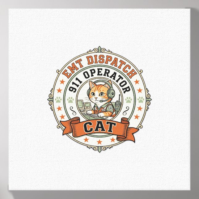 EMT Dispatch 911 Operator Cat EMT Dispatch 911 Ope Canvas Photo Tile (Front Set)