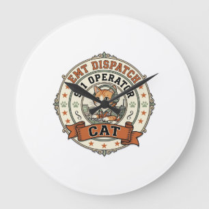 EMT Dispatch 911 Operator Cat EMT Dispatch 911 Ope Large Clock