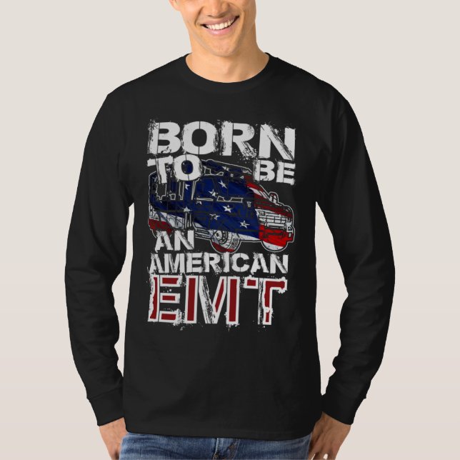 EMT Distressed American USA Flag For EMTs T-Shirt (Front)