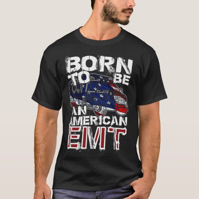 EMT Distressed American USA Flag For EMTs T-Shirt (Front)