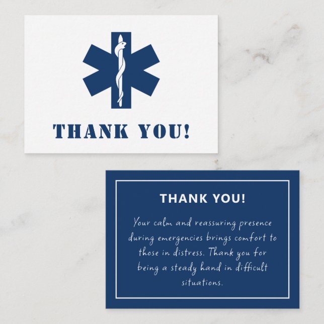 EMT Emergency Medical Services EMS Appreciation Note Card (Front/Back)
