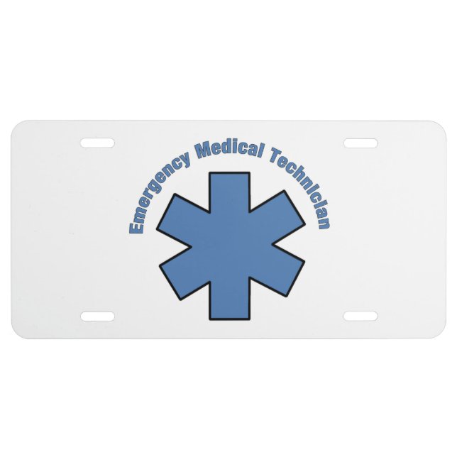 EMT Emergency Medical Tech License Plate (Front)