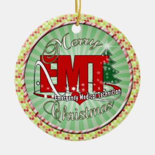 EMT Emergency Medical Technician CHRISTMAS Ceramic Ornament