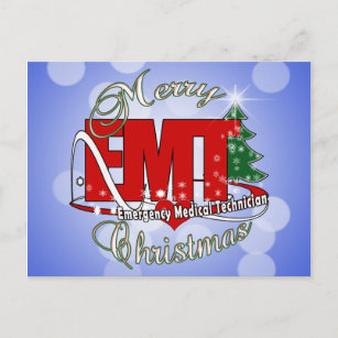 EMT Emergency Medical Technician CHRISTMAS Holiday Postcard