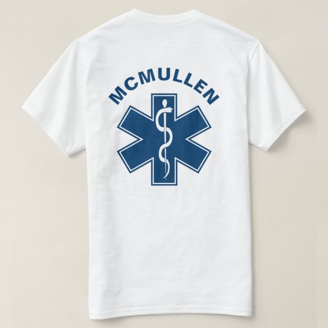 EMT EMS Paramedic Blue T-Shirt (Design Back)