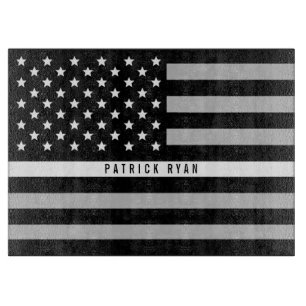 EMT EMS Thin White Line American Flag Name Cutting Board