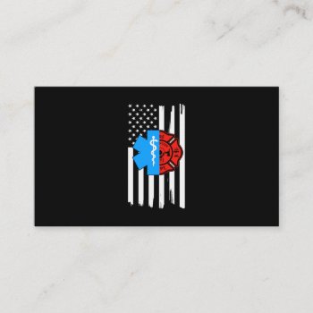 Emt Firefighter American Flag Distressed.png Business Card by LavenderStore279 at Zazzle