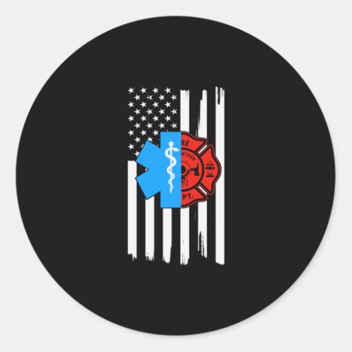 Emt Firefighter American Flag DistressedPng Classic Round Sticker