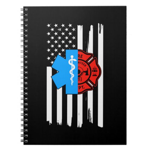 Emt Firefighter American Flag DistressedPng Notebook