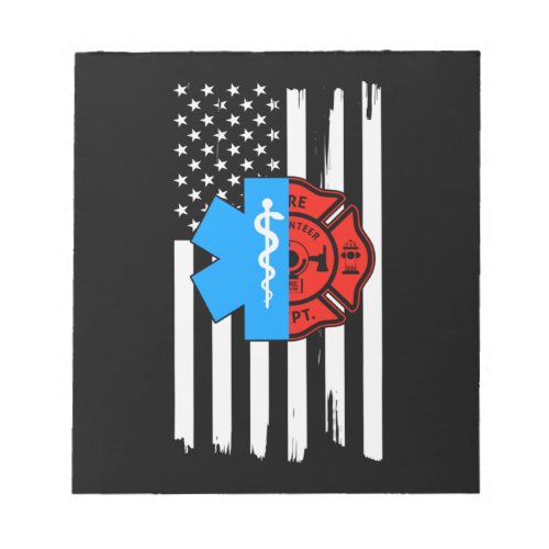 Emt Firefighter American Flag DistressedPng Notepad