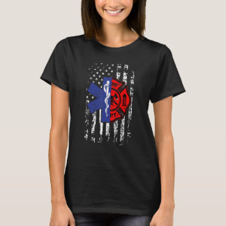 EMT Firefighter Firefighter EMT American Flag Gift T-Shirt