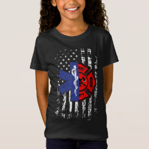 EMT Firefighter Firefighter EMT American Flag Gift T-Shirt
